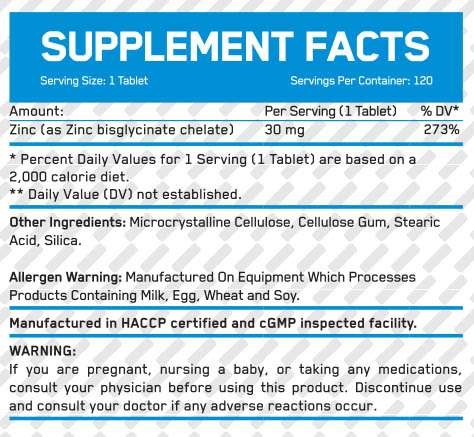 Everbuild Zinc Bisglycinate 30mg 120 tabs